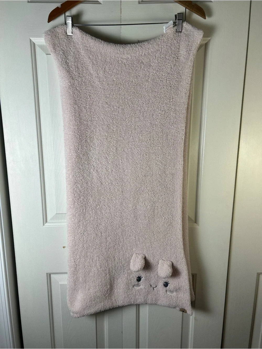 Bearpaw Pink Bunny Rabbit Face Baby Blanket Sweater Knit Soft Chenille Lovey